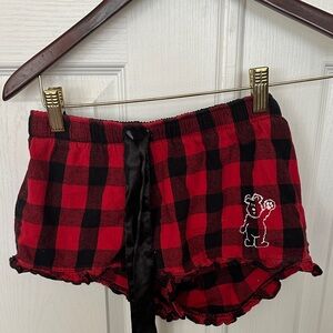 boxercraft Red and Black Buffalo Plaid Kids Shorts with Bear Patch